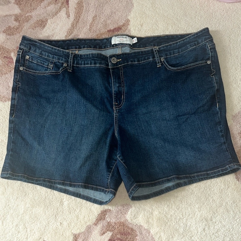 TorriDenim Blue Jean Shorts with Cuffed Hem